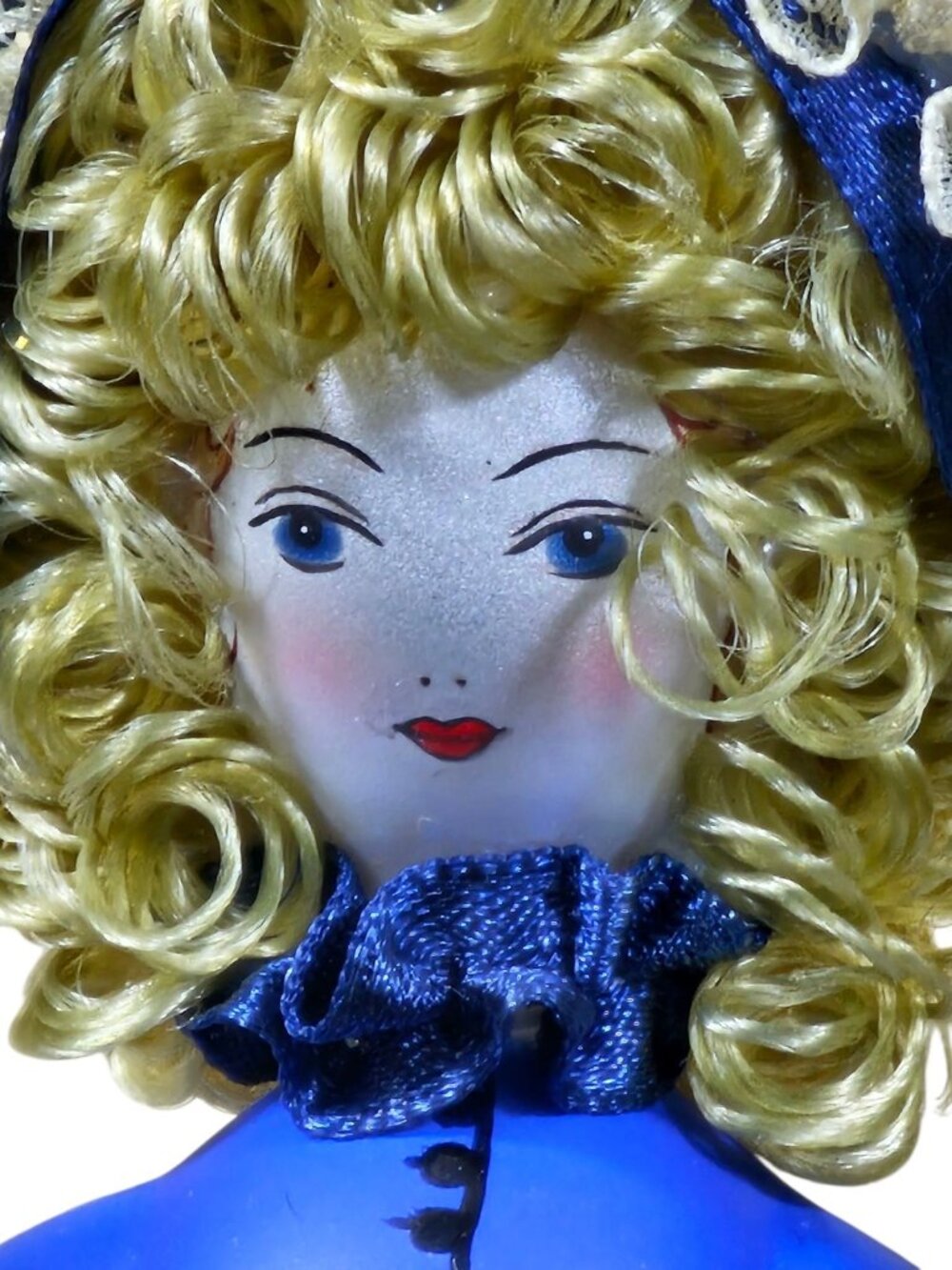 Kurt S Adler BLUE Hand Blown Glass ornament VICTORIAN LADY VTG - Picture 6 of 6